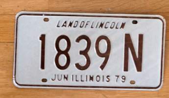 Land of Lincoln 1839 N,  Illinois 79 - rekisterikilpi 15x30 cm peltiä,käyttämätön