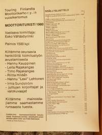 Touring Finlandia Moottorikerho r.y.:n Moottorituristi vuosikertomus 1980