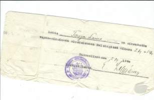 Lotta Laine on oikeutettu oleskelemaan Helsingissä 2.9-30.9.1940