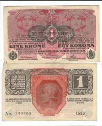 Itävalta  ( Deutschösterreich )1 Krone 1916 - seteli