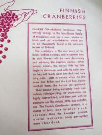 Finnish cranberries (Vaccinium Oxycoccus) -marjanviejän (forstmästare Ingman) pakkausetiketti, painettu 14.10.1933 (Frenckell) -label