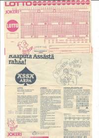 Lotto/Jokeri kuponki  2 täytettyä ja 1 täyttämätön  1970-luvulta