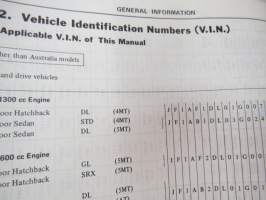 Subaru 1300, 1600, 1800 Engine &amp; Body Service Manual -huolto-ohjekirja englanniksi