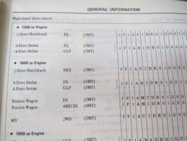 Subaru 1300, 1600, 1800 Engine &amp; Body Service Manual -huolto-ohjekirja englanniksi
