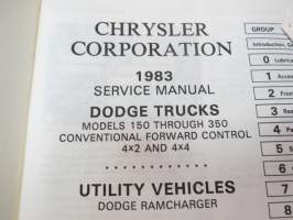 Chrysler Corporation Dodge Trucks Models 150 through 350 conventional forward control 4 x 2 and 4 x 4 - Utility vehicles Dodge Ramcharger 1983 Service Manual