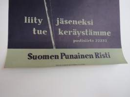 Suomen Punainen Risti - Liity jäseneksi, tue keräystämme -juliste, piirtänyt Erik Bruun 1951 / poster, Finnish Red Cross, drawn by Erik Bruun