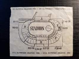 XV Olympia Helsinki 1952, pääsylippu B 15