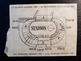 XV Olympia Helsinki 1952, 23.7. pääsylippu B 14