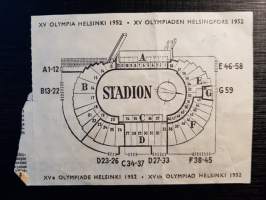 XV Olympia Helsinki 1952, 23.7. pääsylippu B 14
