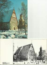 Hollola Harmaakivikirkko kirkkopostikortti - paikkakuntapostikortti 2 eril