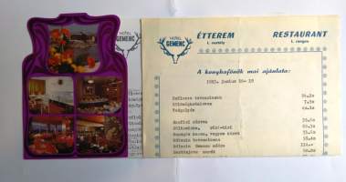 Postikortti ja Ruokalista Budapest Unkari 1983