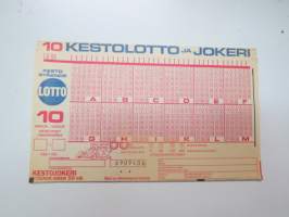 Lottokuponki - Lotto 10 Kestolotto ja Jokeri nr 6909404 -Lotto / lottery-coupon