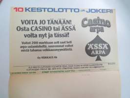 Lottokuponki - Lotto 10 Kestolotto ja Jokeri nr 6909404 -Lotto / lottery-coupon