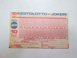 Lottokuponki - Lotto 10 Kestolotto ja Jokeri nr 5909403 -Lotto / lottery-coupon