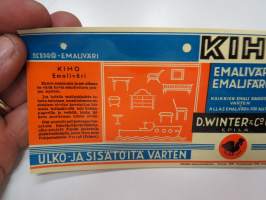 Kiho emaliväri / D. Winter &amp; Co Oy -maalipurkin etikettipainate / label