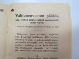 Järjestysohjeet vaatetusteollisuutta varten 1927 -clothing industry rules and regulations