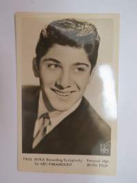 Paul Anka -ihailijakortti, painettu nimikirjoitus + postituskuori Suomeen -fan card