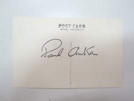 Paul Anka -ihailijakortti, painettu nimikirjoitus + postituskuori Suomeen -fan card