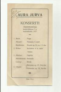 Aura Jurva konsertti Akatemiatalossa 1917
