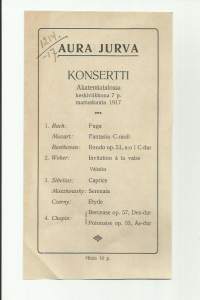 Aura Jurva konsertti Akatemiatalossa 1917