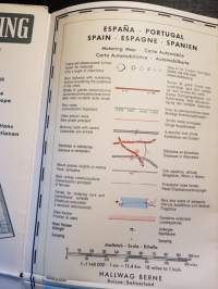 Iberia Motoring Map 1956. Spain, Portugal