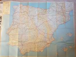 Iberia Motoring Map 1956. Spain, Portugal