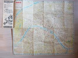 Paris map plan, Sights - Monuments - Metro, 1955.