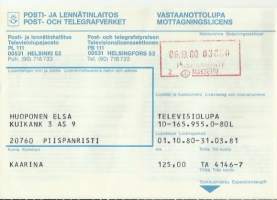 Vastaanottolupa / Televisiolupa 1980-1981