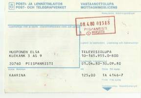 Vastaanottolupa / Televisiolupa 1979-80