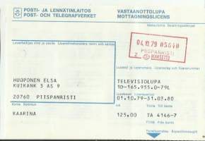 Vastaanottolupa / Televisiolupa 1979-80