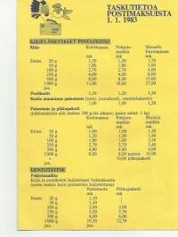 Taskutietoa postimaksuista 1983