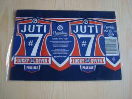 Juti (Timo Jutila, Tappara, jääkiekon maailmanmestari, Tampere), olutetiketti, Pyynikin käsityöläispanimo, oluttölkin etiketti, käyttämätön, hieno.