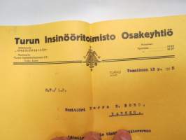 Turun Insinööritoimisto Osakeyhtiö - Monttööri Herra K. Nord, Karkku, 13.1.1915 -asiakirja / business  document