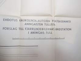 Turku - Ehdotus kaukolinja-autojen pääteasemaksi Aningaisten tullissa - Förslag till fjärrlinjebilarnas ändstation i aningais tull, 1932 -map