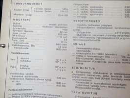 Fiat 128 Teknilliset taulukot