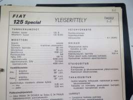 Fiat 125 Special Teknilliset taulukot
