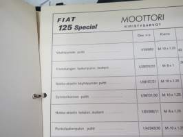 Fiat 125 Special Teknilliset taulukot