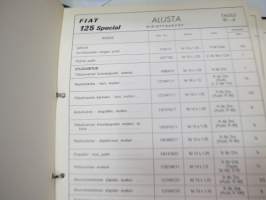 Fiat 125 Special Teknilliset taulukot