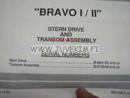 Quicksilver parts catalog -&quot;Bravo I / II&quot; Stern drive and transom assembly serial numbers Stern drive B-664190 and up, Transom assembly B-673048 and u