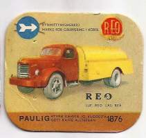 Reo - autokortti, keräilykuva, kahvipakettikuva
