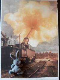 Saksalainen rautatietykki ampuu -postikortti. TK-valokuvaaja Stephan. Reproduktion und offsetdruck Carl Werner Reichenbach i.V.