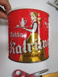 Mokka-Katriina AAA / SOK 1 kg kahvipurkki, peltiä, kansi tallella -coffee tin
