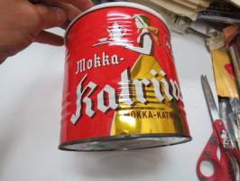 Mokka-Katriina AAA / SOK 1 kg kahvipurkki, peltiä, kansi tallella -coffee tin