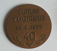 Turun Yliopisto 40 vuotta 1960,   mitali 56 mm  (Tauno Torpo) ,   taidemitali