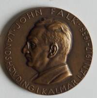 John Ludvig Falk,1873 - 1956 i Stockholm, ämbetsman och landshövding, K H / Sporrong. mitali ,   taidemitali 50 mm