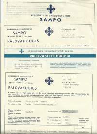 Keskinäinen Vakuutusyhtiö Sampo, Turku - Vakuutuskirja  alk 1953   yht 4 kpl