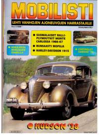 Mobilisti 1 / 1998, Vanhoja autoja harrastavien lehti.. tässä numerossa mm. Mopoista4-sivua, valtavasti valokuvia autoista, Hudson terraplane 1938. &quot;mersu&quot; ym.ym.