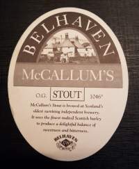 McCallum&#039;s Stout -olut lasin alunen, Belhaven.
