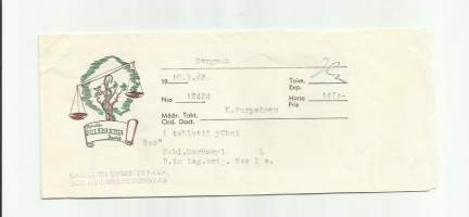 Apteekki Bulevardia Helsinki   - resepti signatuuri, reseptipussi 1962
