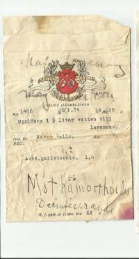 Apotek Careliai Helsinki   - resepti signatuuri, reseptipussi 1934